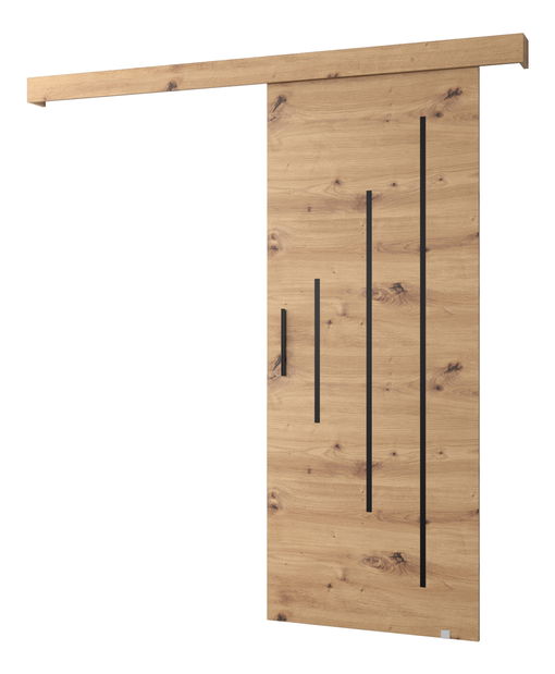 Uși culisante 90 cm Sharlene X (stejar artisan + stejar artisan + negru)
