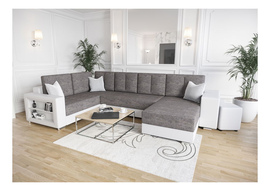 Rohová sedacia súprava Kin (sivá + biela) (L)
