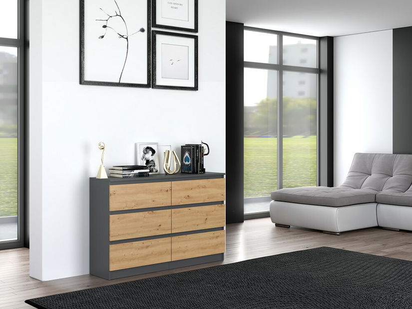 Komoda Musecalo 6 120 (antracit + dub artisan)