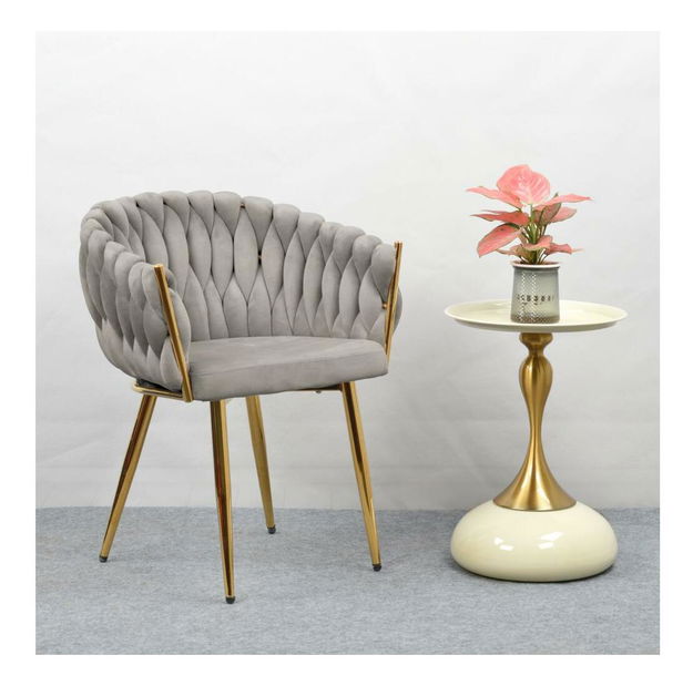 Jedálenská stolička Delila (sivohnedá + chróm zlatý)