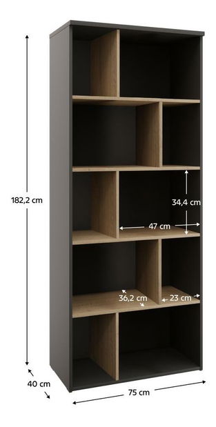 Regál Alegre (antracit + cremona tölgy) 
