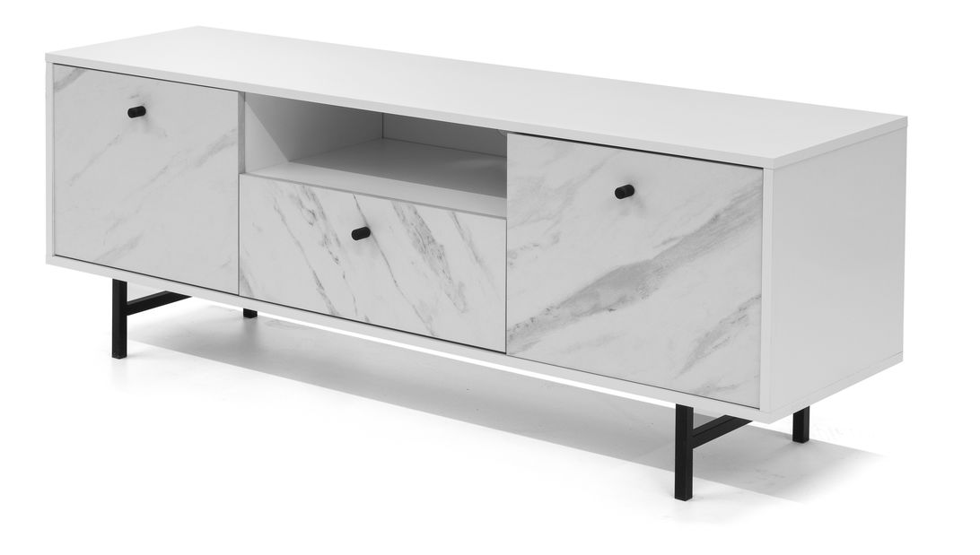 Tv stolik Verona RTV (biela + biely mramor)
