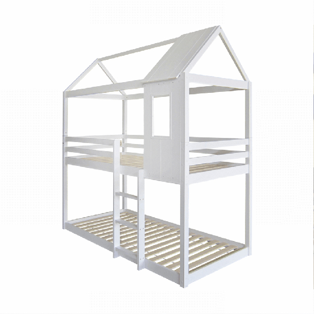 Pat etajat pentru copii 90 cm Atrinia (alb) (cu somieră) *resigilat