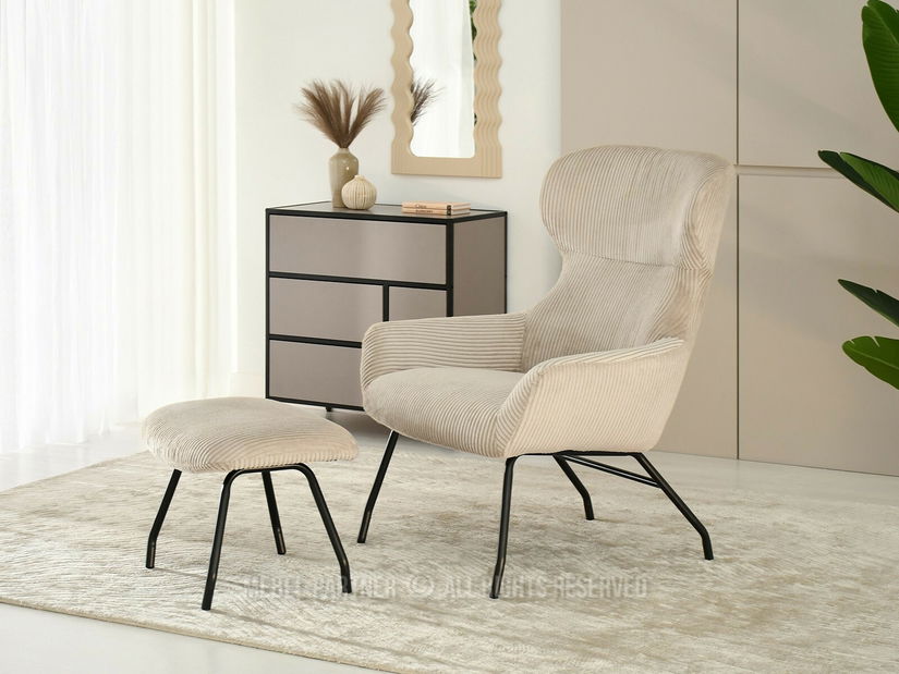 Fotoliu relax Condorin (nisipiu + negru) (cu suport)