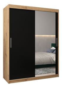 Ormar za garderobu 150 cm Toki 2 (hrast artisan + crna mat)