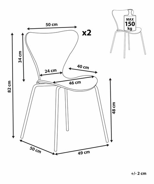 Étkezőszék készlet 2 db. Baylor (szürke + fekete)