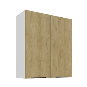Dulap superior de bucătărie Carminia 80 G-90 2F (stejar cremona + alb)
