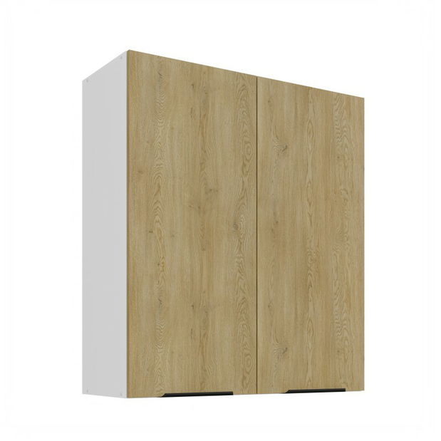Dulap superior de bucătărie Carminia 80 G-90 2F (stejar cremona + alb)