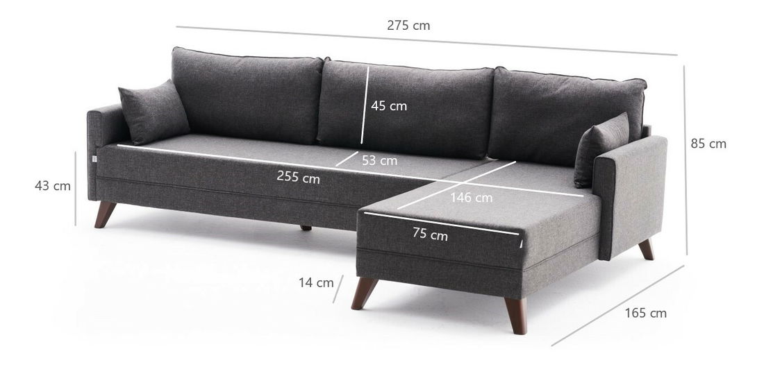 Canapea extensibilă Bellina 1 (antracit) (D)