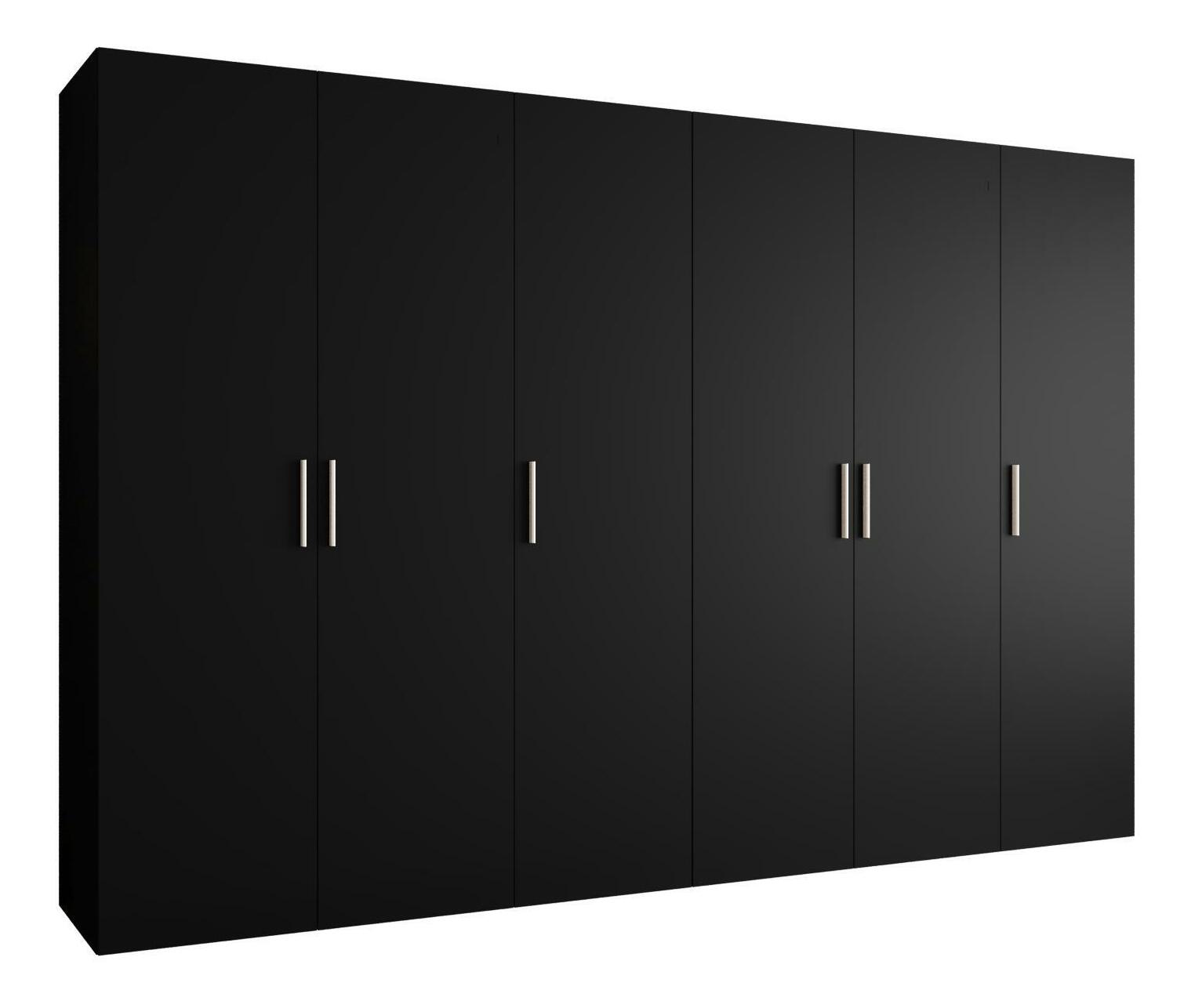 Dulap de haine 300 cm Borry 1 (Negru + Argintiu)