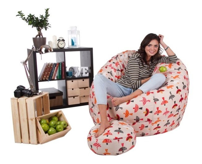 Fotoliu puf cu taburete Biggy Mom XXXL (multicolor)