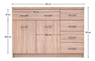 Komoda Topta Typ 22 2D5S (hrast sonoma)