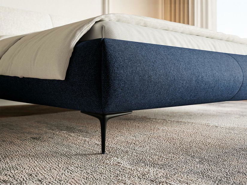 Manželská posteľ 160 cm Octave 160 (s roštom) (s úl. priestorom) (námornícka modrá + čierna)