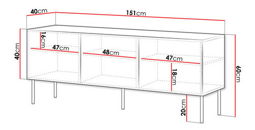 Dulap TV Bas 150 3D (Negru) 