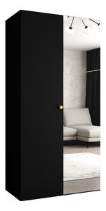 Dulap de haine 100 cm Parna 2 (Negru + Auriu)