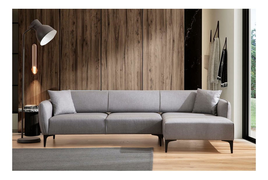 Kutna garnitura Belasemma (D) (siva + crna)