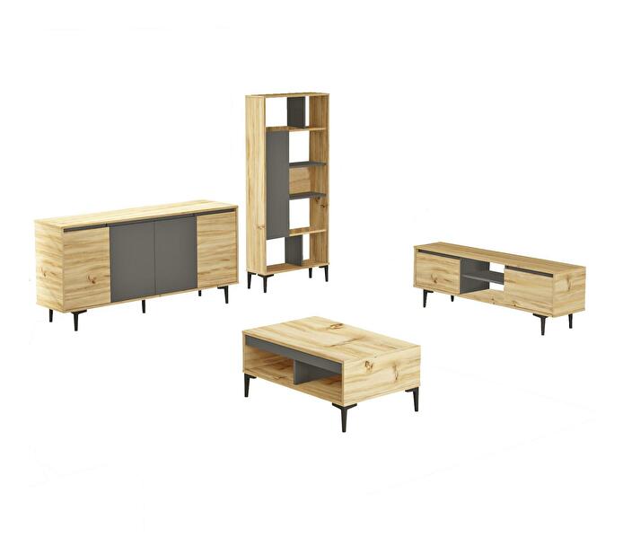 Set mobilier pentru living Levosi 3 (stejar + antracit) 