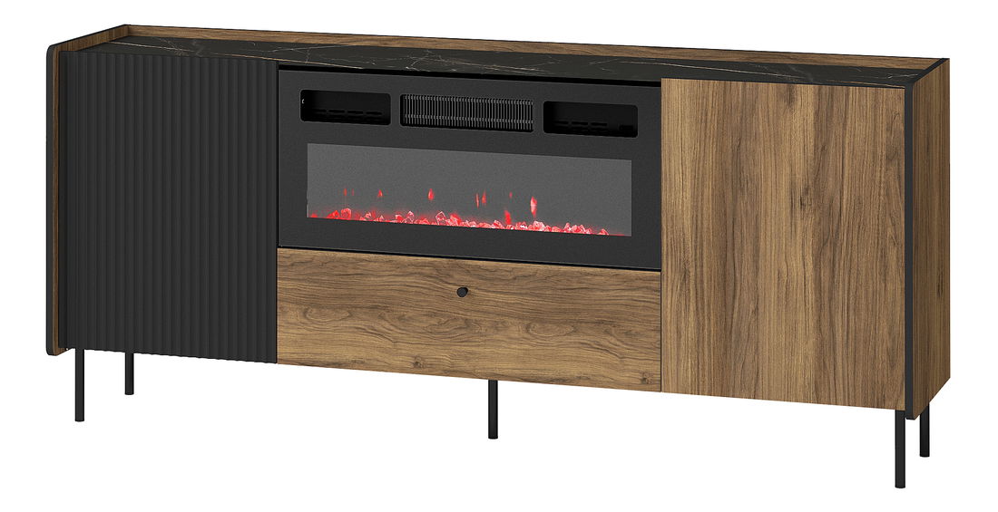 Električni kamin za TV stolić Phelan P16 i P17 (crni sja)