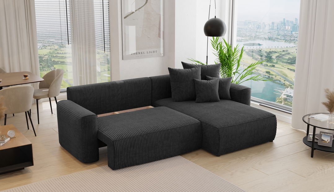 Kutna garnitura Baria (D) (crna)