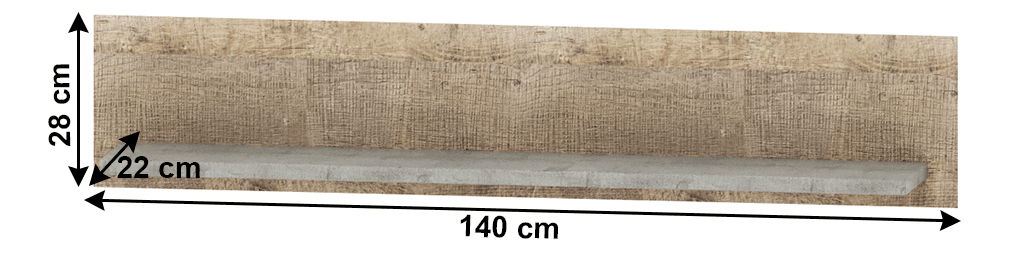 Raft Bareni 140 (stejar nisipiu + gri)