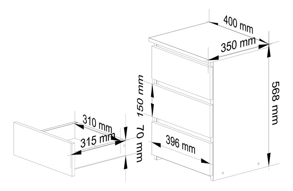 Komód Cipriano (éger)