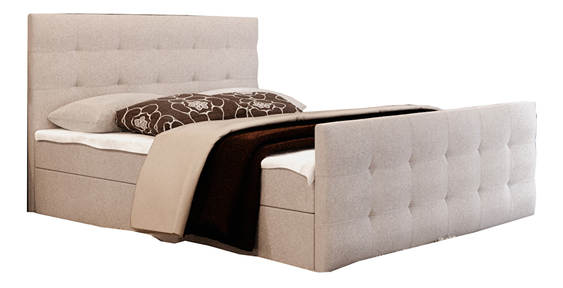Bračni krevet Boxspring 180 cm Milagros Comfort 2 (bež) (s madracem i prostorom za odlaganje)