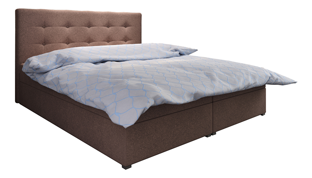 Pat matrimonial Boxspring 180 cm Fade 1 (maro închis) ( cu saltea și sp. depozitare)