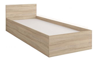 Pat de o persoană 90 cm Oleg III (Alb + stejar sonoma) (cu sp. depozitare)