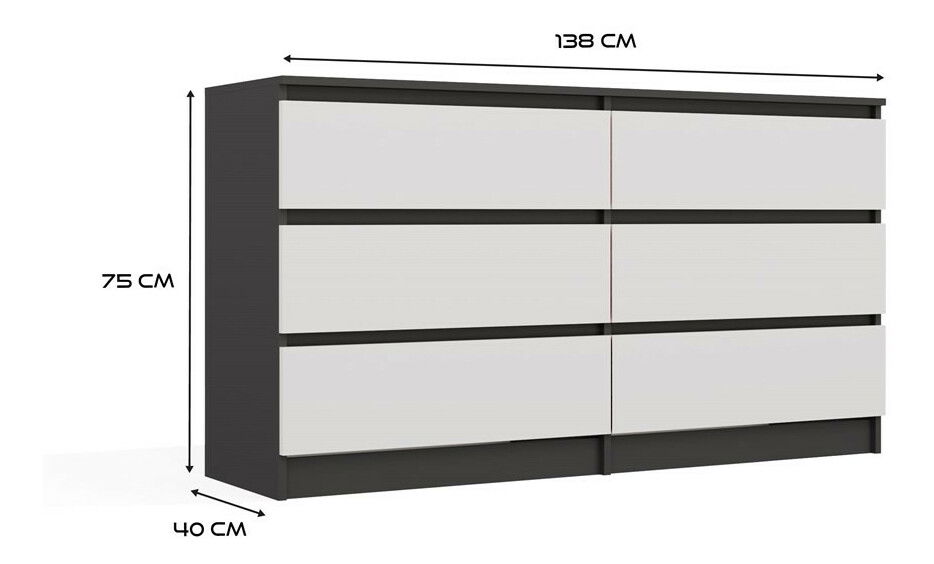 Comodă Musecalo 6 140 (antracit + alb)