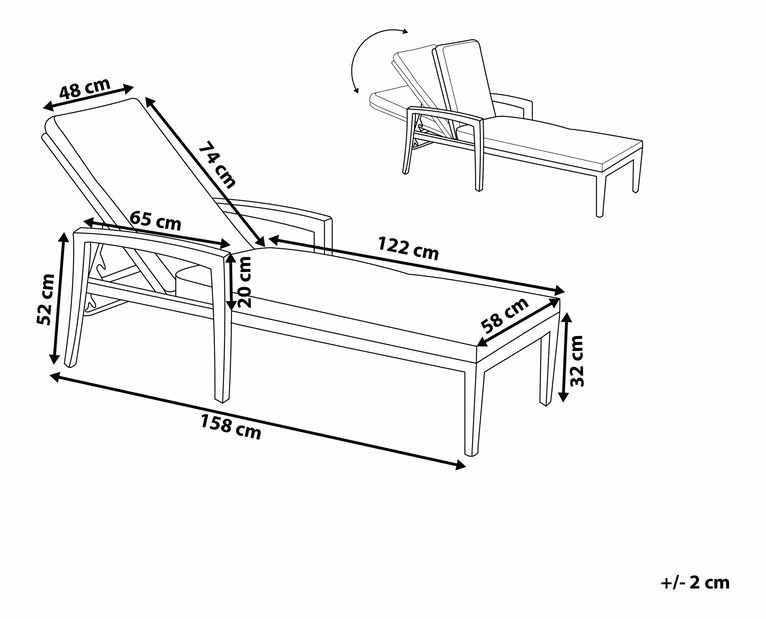 Záhradné lehátko Parma (tmavohnedá)