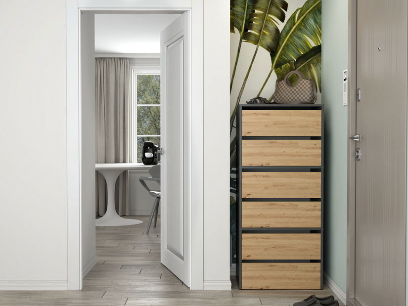 Botník (skrinka na topánky) Metido 1 (antracit + dub artisan)