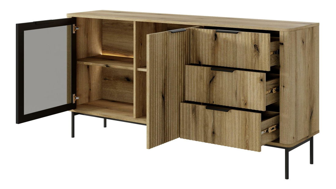 Komoda Wilsire I (hrast coast evoke + crna)