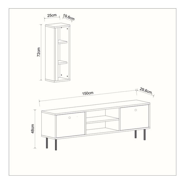 Mobilier living Kuvuni 1 (alb) (cu iluminat)