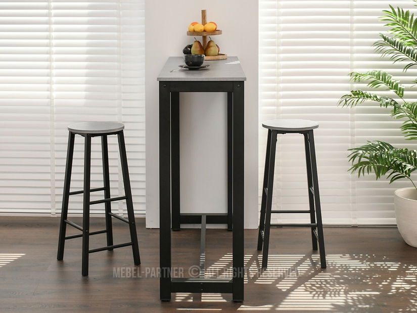 Set masă scaune pentru sufragerie Remma (beton + negru) (pentru 2 persoane)