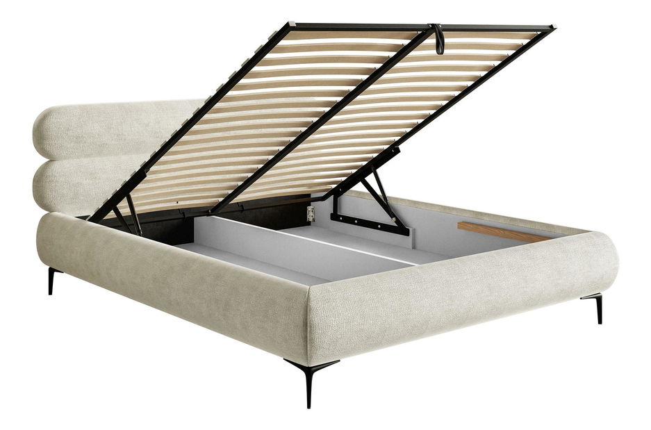 Franciaágy 160 cm Rirri 160 (ágyráccsal) (tárolóhellyel) (bézs szürke + fekete)