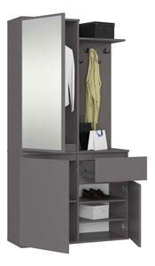 Set za predsoblje Enteruno (sivi grafit) (s ogledalom)