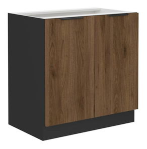 Dulap inferior de bucătărie Monzesa 80 D 2F BB (nuc okapi + negru) 