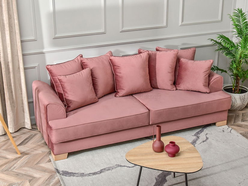 Canapea trei locuri Marilyn (pudră + fag)