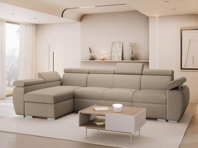 Rohová sedačka Gozo LCP (hnedá) (s úl. priestorom) (L)