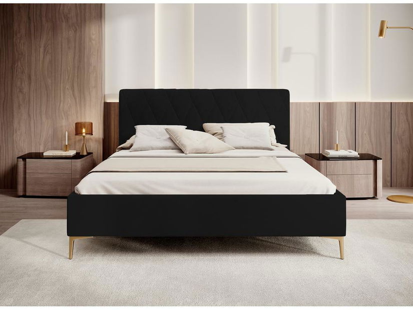 Pat matrimonial 140 cm Tikka 140 (negru + auriu)