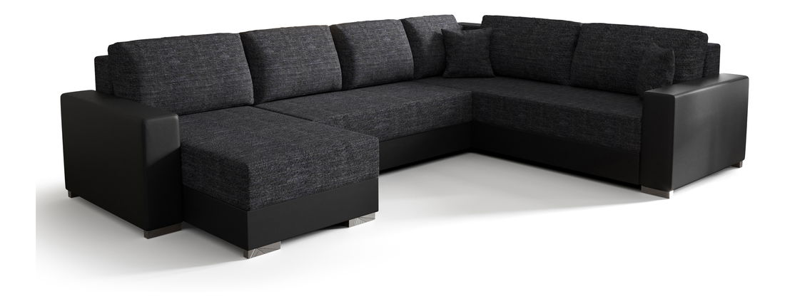 U alakú sarokkanapé Pearle 3 (sötétszürke + fekete) (J)