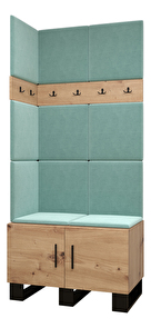 Set mobilier pentru hol Amanda 11 (Stejar artisan + verde)