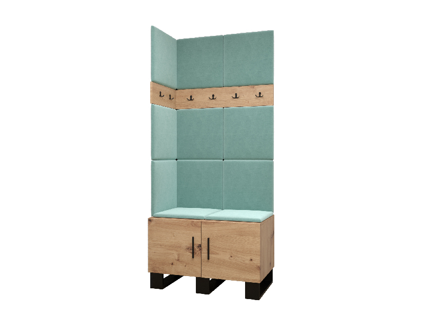 Set mobilier pentru hol Amanda 11 (Stejar artisan + verde)