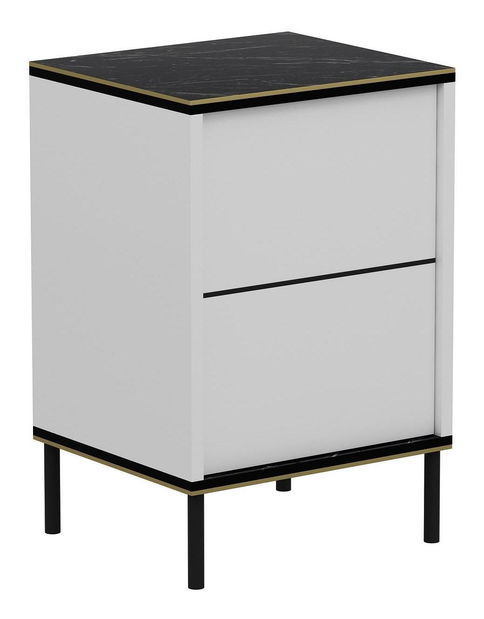 Noćni stolić Iris (bijela + crna + zlatna)