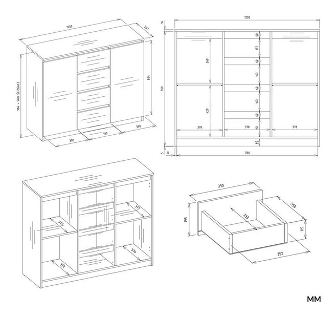 Komoda Musecalo 8 (dub artisan + kašmír)