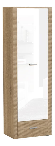 Policová skriňa Savona 1D1S (lesk biely + dub sonoma)