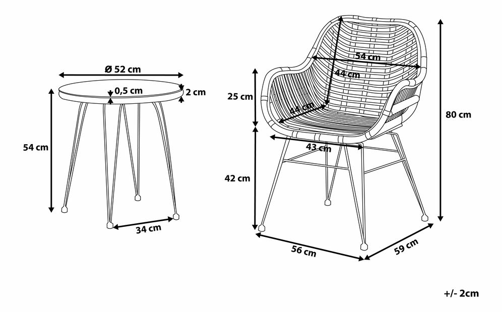 Záhradný set Tropico (svetlohnedá)