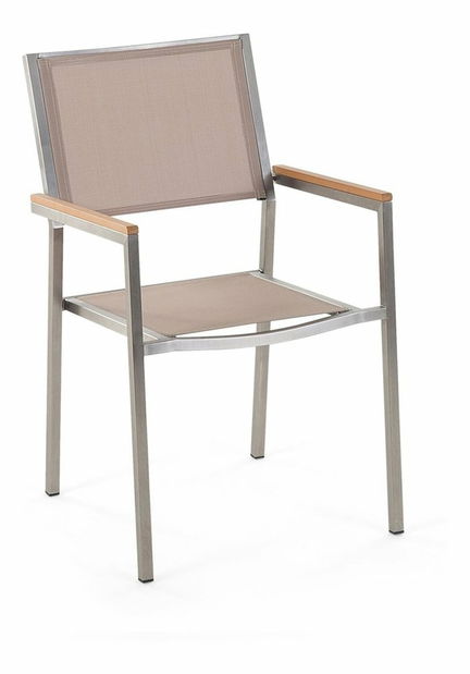 Set de masă pentru grădină Grosso (bej) (blat din sticlă 180x90 cm) (scaune bej)