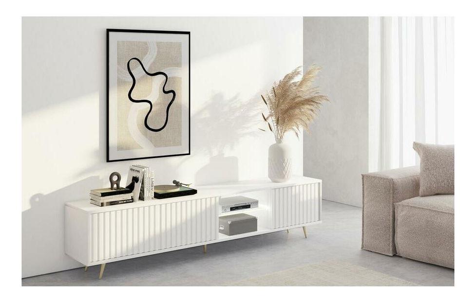 Tv szekrény/asztal Biel 175 (világítással) (fehér)