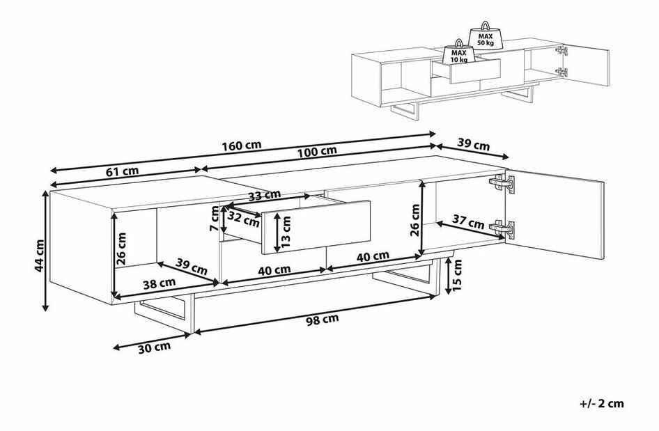 TV stolík/skrinka FIRRO (svetlé drevo + čierna)